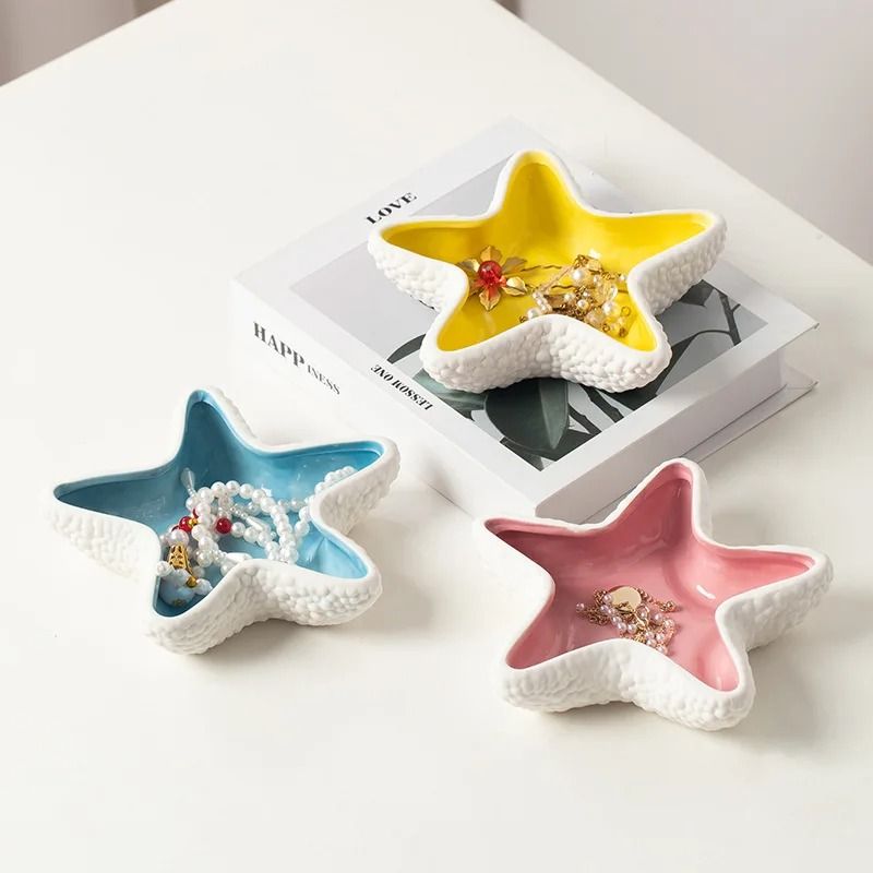Modern White Starfish Ceramic Trinket Tray and Unique Decor Ashtray
