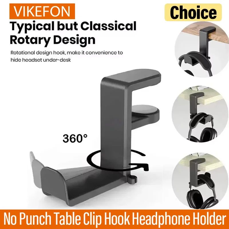 Rotating Desk Clip Headphone Holder