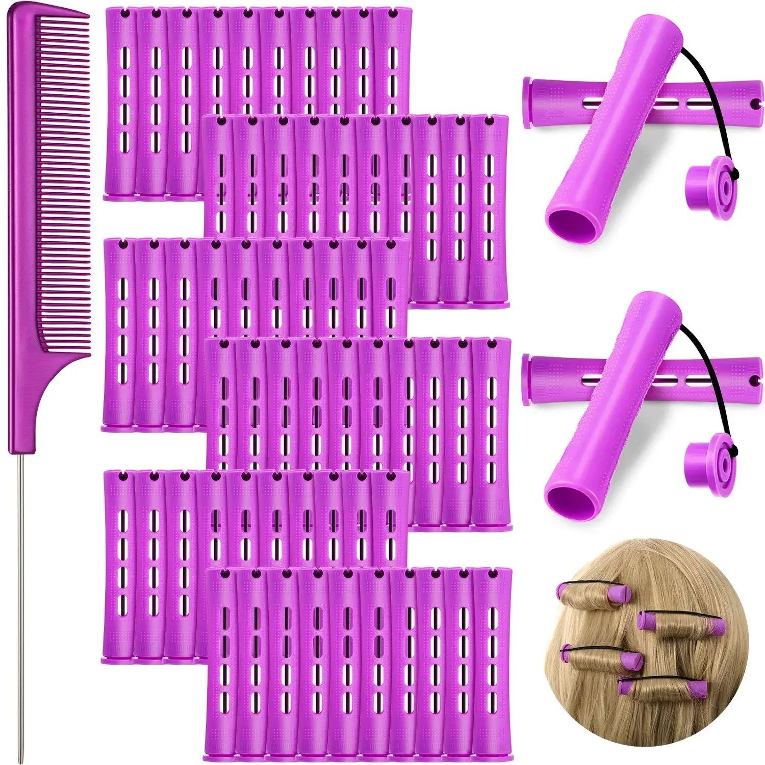 60 Pcs Cold Wave Perm Rods Set – Salon-Grade Hair Perm Rollers for Long-Lasting Curls | Professional Curling Rods