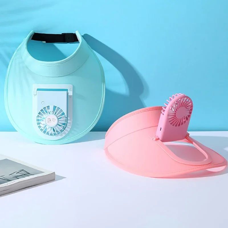 BreezeShade USB Rechargeable Cooling Fan Hat – Breathable Sun Visor Hat with Built-In Fan