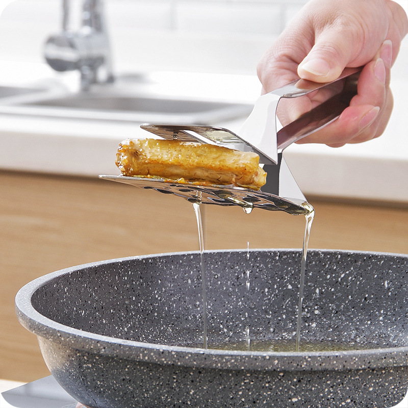 Stainless Steel Frying Shovel Clip Multifunctional Steak BBQ Tongs Frying Fish Spatula Clip Household Kitchen Tool