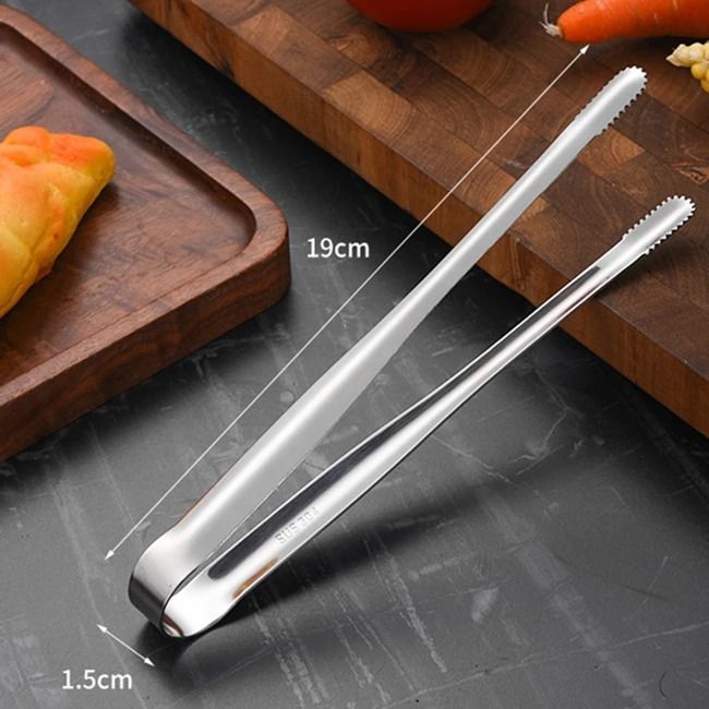 Stainless Steel Grill Tongs Food Clip BBQ Steak Bread Tong Cooking Utensil Non-Slip Kitchen Gadget