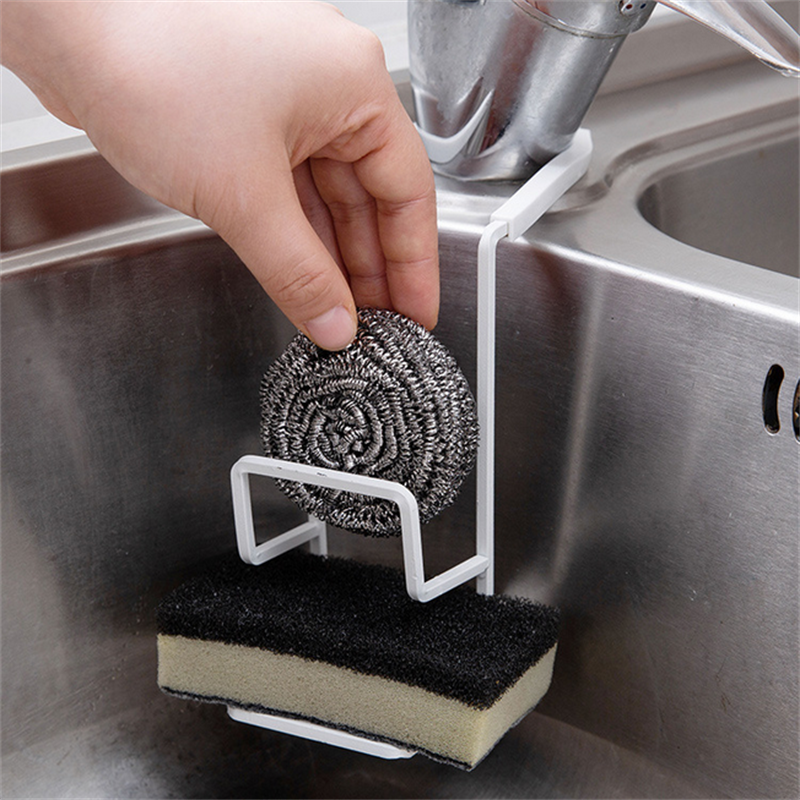Small Kitchen Sink Sponge Holder, Durable Metal Organizer, Drainer Faucet Rack