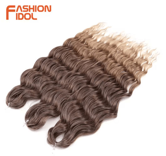 Anna Hair 24 Inch Loose Deep Wave Synthetic Crochet Braiding Hair Ombre Blonde Water Wave