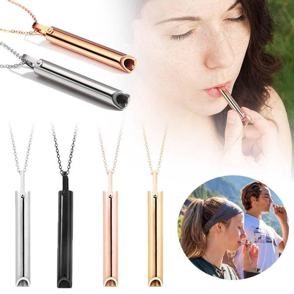 Stainless Steel Anxiety Relief Necklace, Quit Smoking & Anti-Vaping Breathing Support