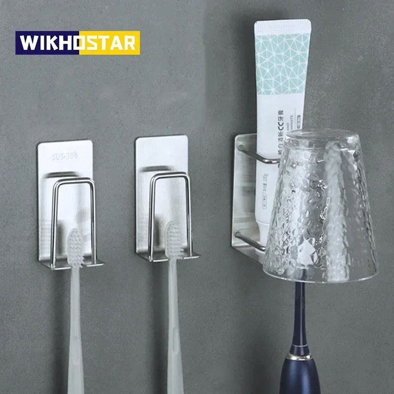 Stainless Steel Wall Mount Toothbrush Holder Bathroom Rack