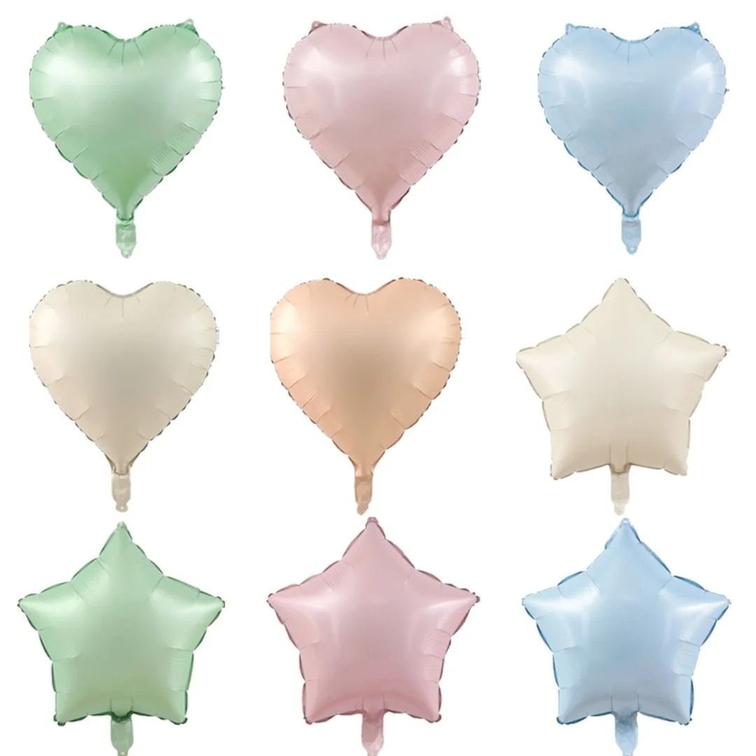 10-Piece 18-Inch Heart Foil Balloons | Pink & Sage Green Set