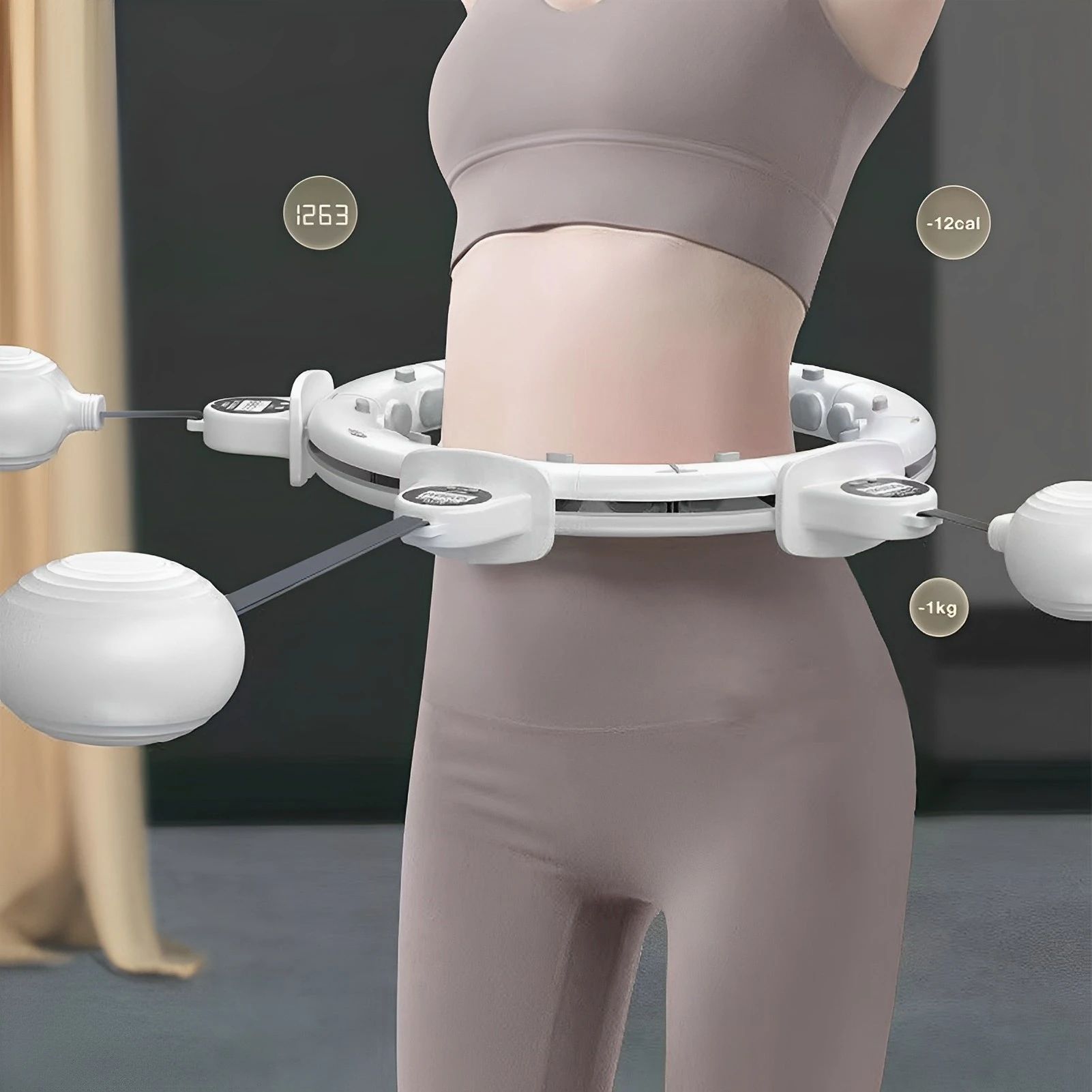 Smart Weighted Fitness Hula Hoop for Adults with Massage Nodes, Gravity Ball & Counter, Adjustable Waist Hoop for Weight