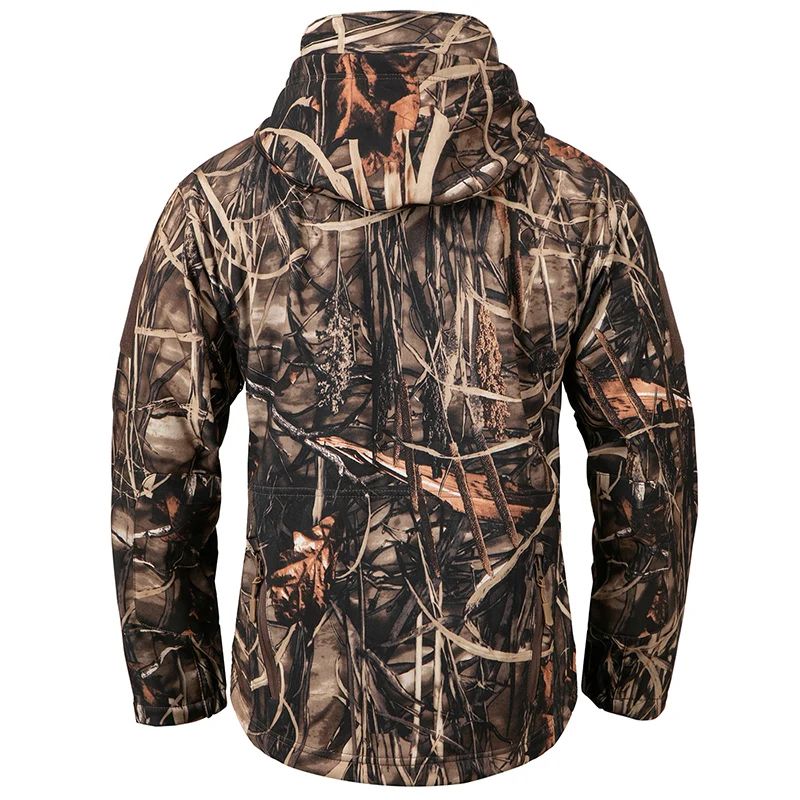Men's Camouflage Softshell Tactical Hunting Jacket – Waterproof Windproof Fleece Hooded Outdoor Coat