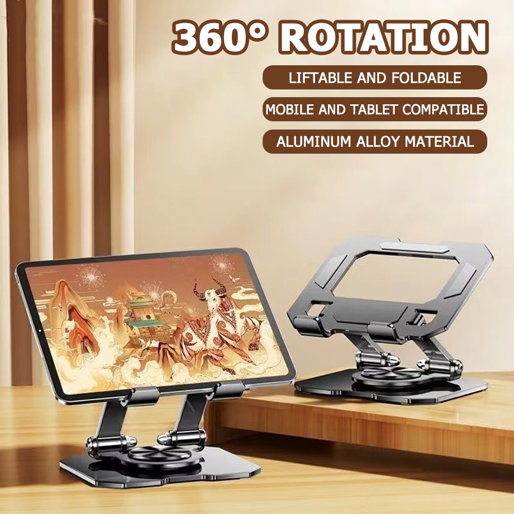 Adjustable Foldable Desktop Stand Holder, 360 Rotatable Tablet Stand, Compatible with iPad Pro Air Mini Laptop Tablet
