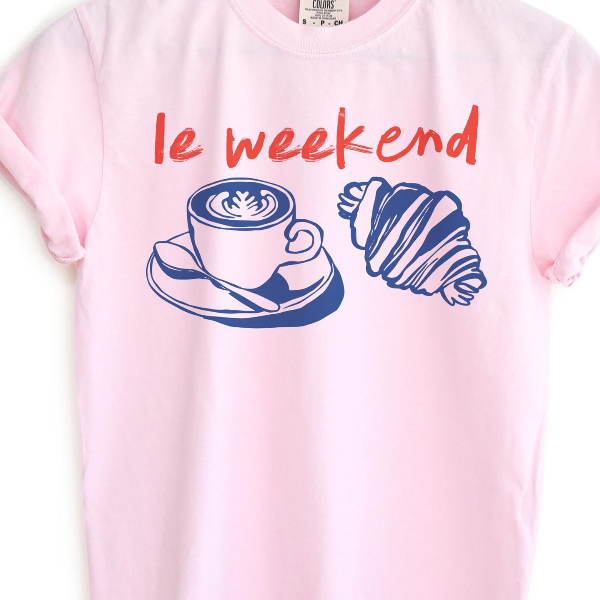 Weekend Shirt, Coffee Tshirt, Croissant Shirt, French T Shirt, Weekending T-Shirt, Retro Graphic Tee, Vintage Aesthetic,