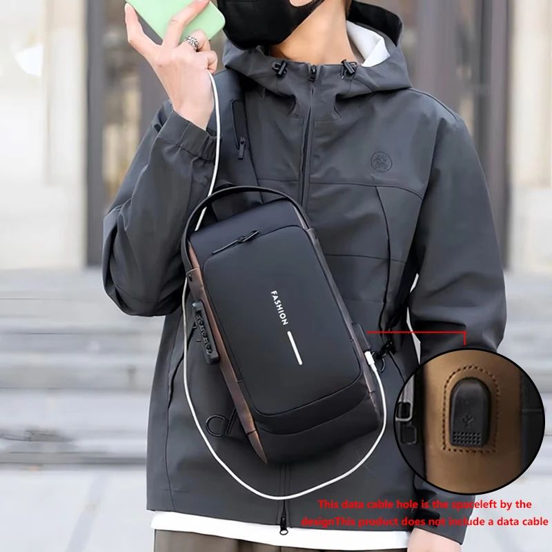 Anti-Theft Oxford Chest Sling Bag for Men - Secure Crossbody Chest Pack for Commute & Motorcycle