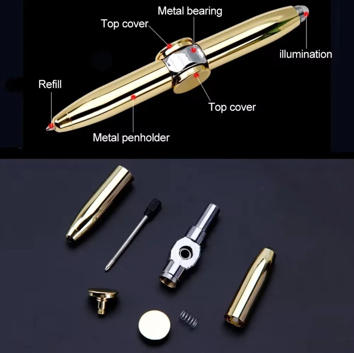 LED Decompression Gyroscope Spinner Pen