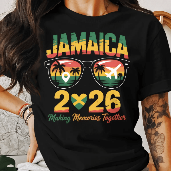 Jamaica 2026 Vacation Shirt Caribbean Flag Beach Travel Tee
