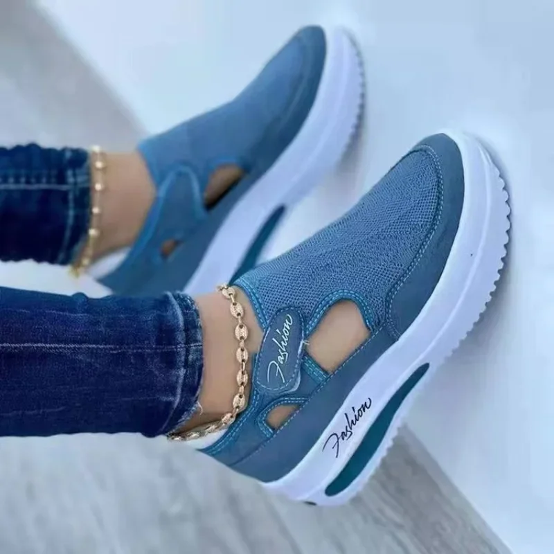 Canvas Sneakers for Women Platform Tennis Shoes Hollow Out Casual Ladies Sport Shoes Female