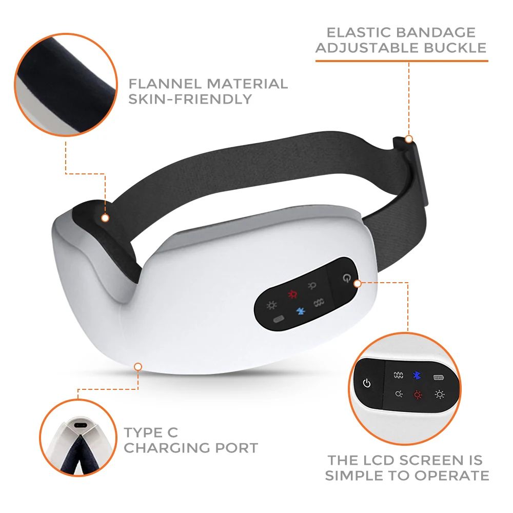 Smart Eye Massager with Heat and Air Pressure Bluetooth Relaxation Glasses