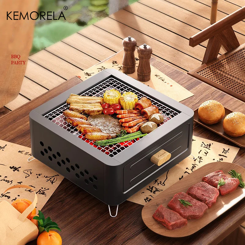 Heavy-Duty Outdoor BBQ Camping Stove Brazier Barbecue Grill Stove, Portable Charcoal Firepit for Tea Cooking Household