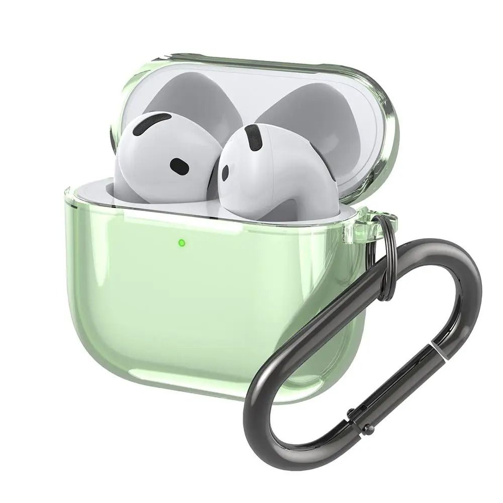 Transparent AirPods 4 Case Shockproof TPU Silicone Cover with Keychain
