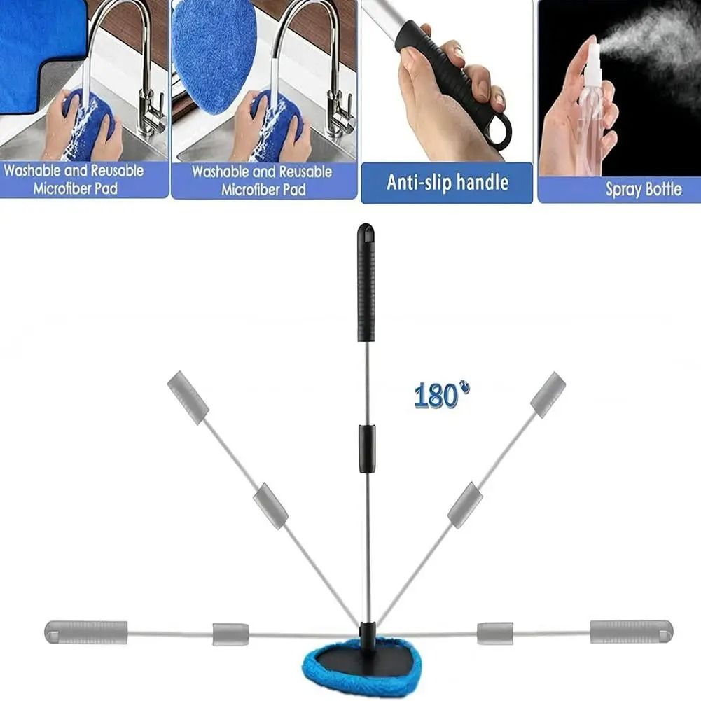 Telescopic Windshield Brush Microfiber Window Glass Cleaner Mist Eliminator