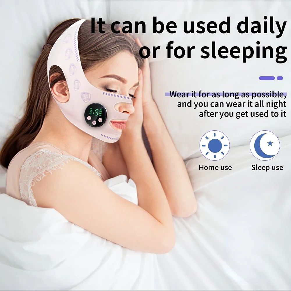 Head Massage Face Slimming Strap, USB Rechargeable Facial Lifting Mask to Reduce Double Chin, Cheek Lift, Skin Tightning