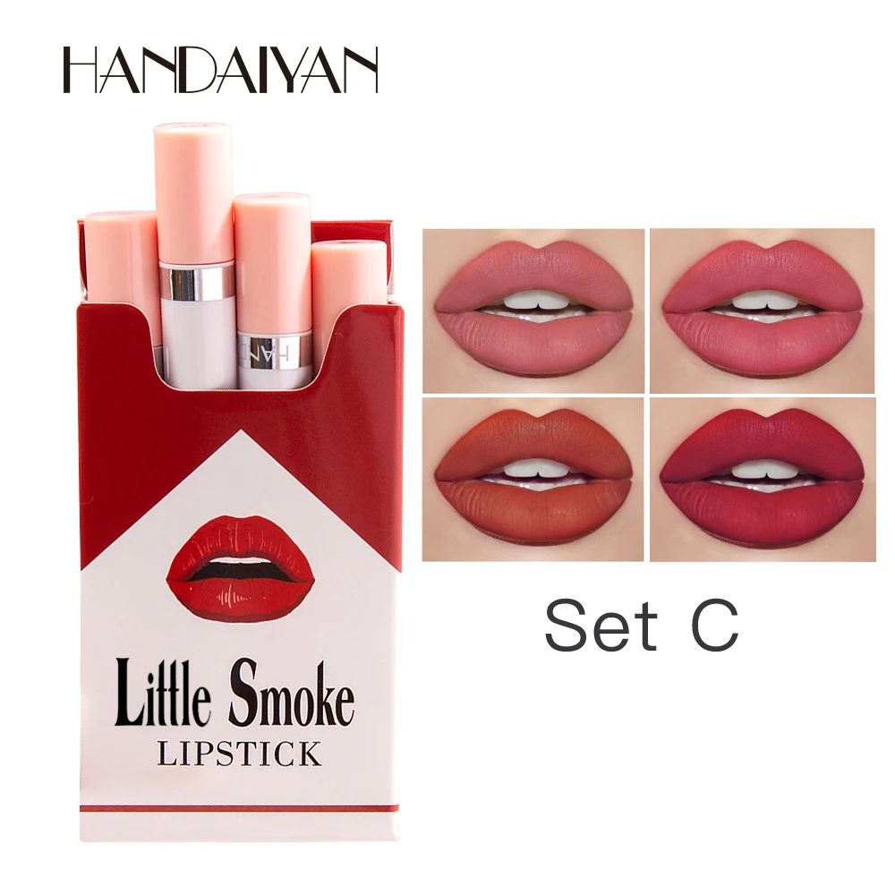 Handaiyan Velvet Matte Lipstick Set – Long-Lasting Small Cigarette Lipsticks, 4pcs