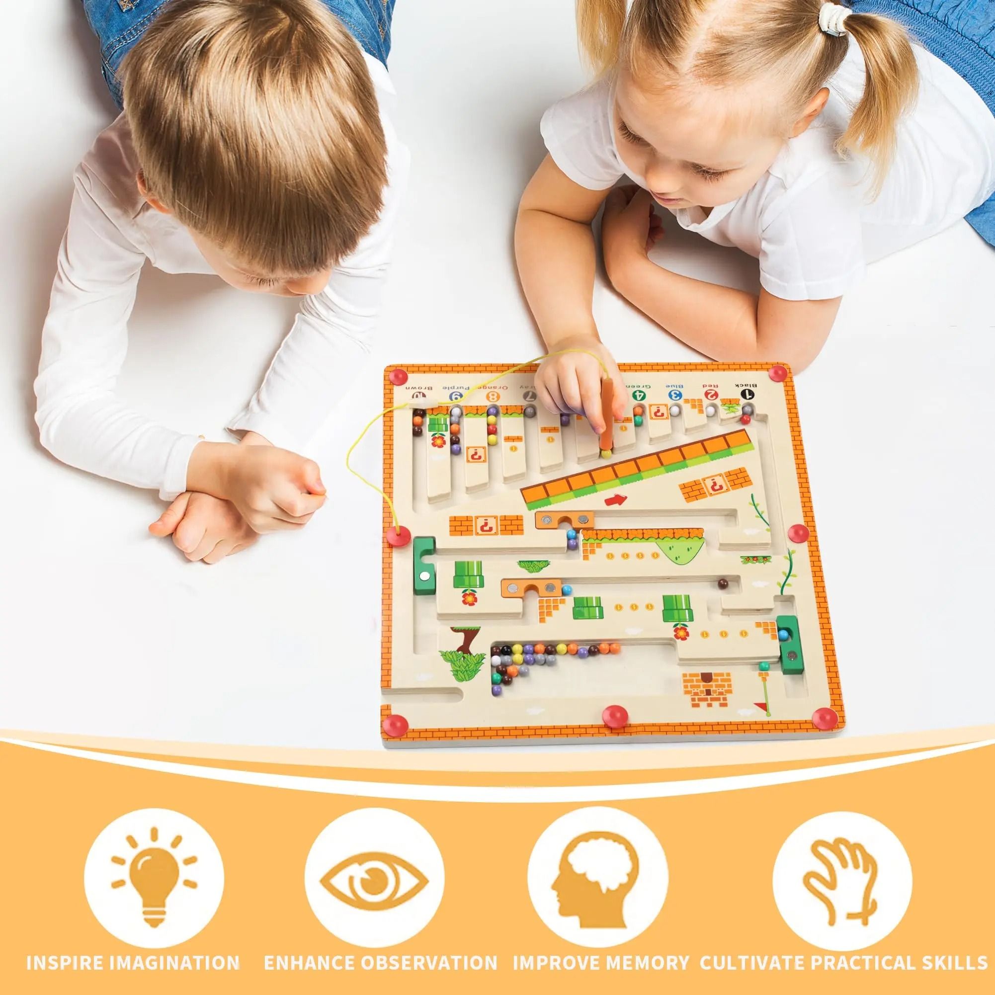 Magnetic Color and Number Maze Montessori Wooden Toy Learning Educational Board for Toddlers