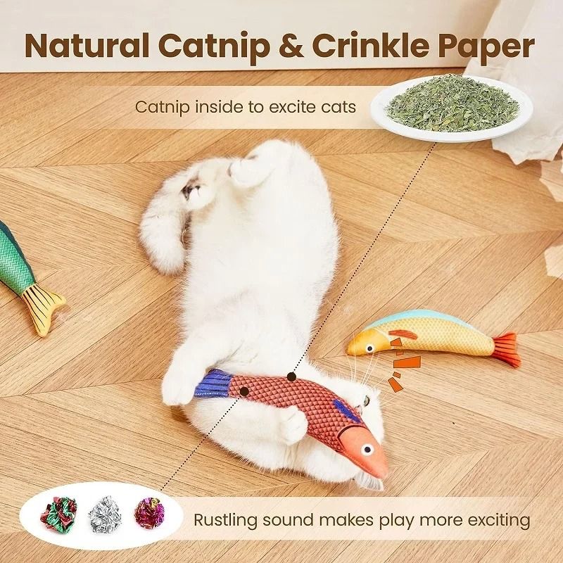 3D Simulation Catnip Interactive Plush Fish Toy