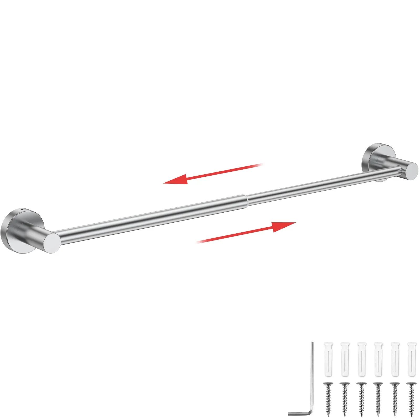 Adjustable Stainless Steel Retractable Towel Bar Wall Mounted Space-Saving Towel Holder