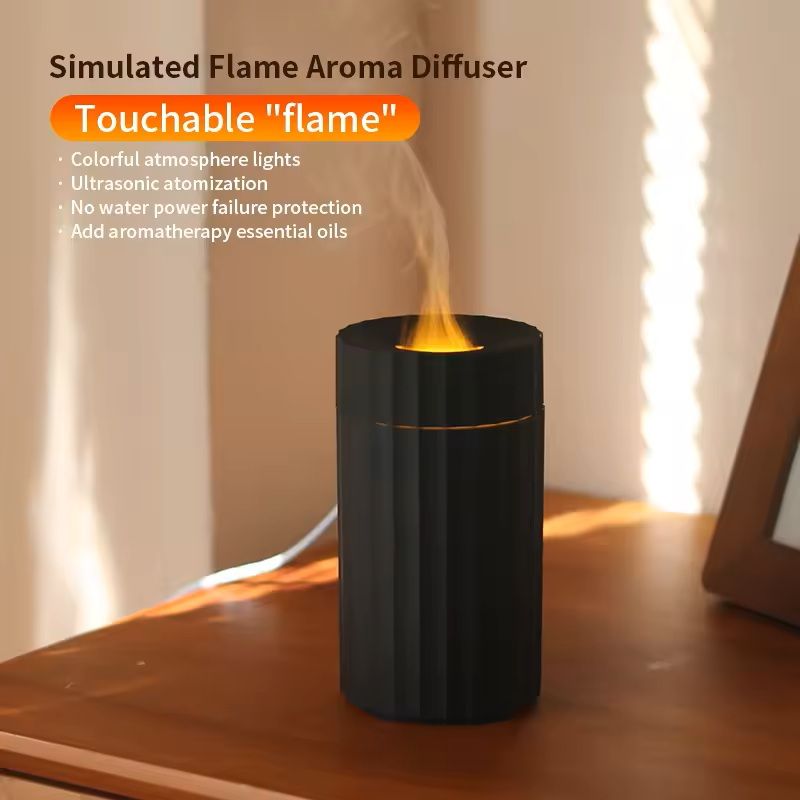 Simulated Flame Aromatherapy Diffuser with LED Light and USB Power