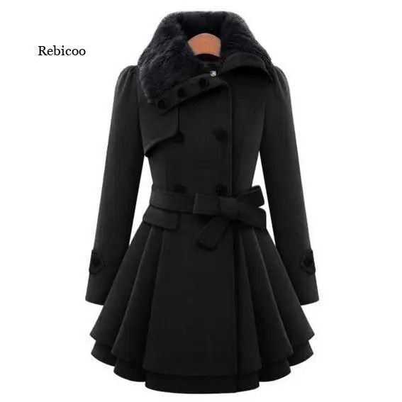Womens Slim Sherpa-Wool System | Premium Double-Breasted Padded Coat & England Style Trench Infrastructure