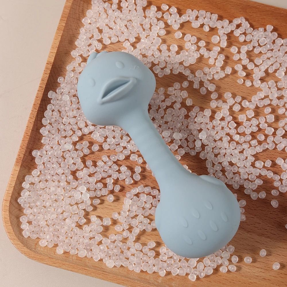 Ergonomic Silicone Duck Handheld Rattle – BPA-Free Teething Shaker & Molar Toy