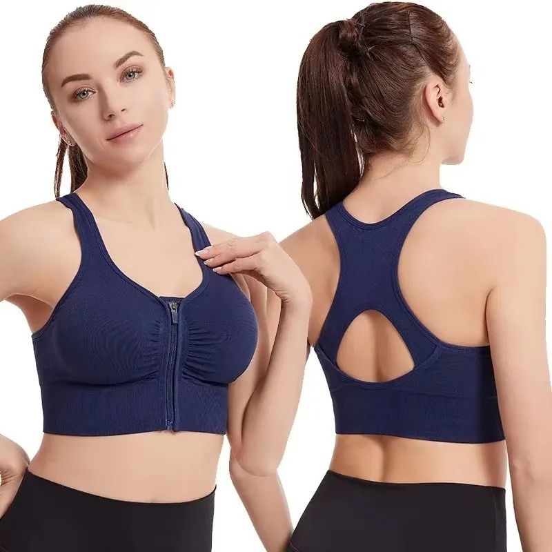 CZGUKE Zipper Sports Bra Plus Size Shock Resistant Fitness Vest