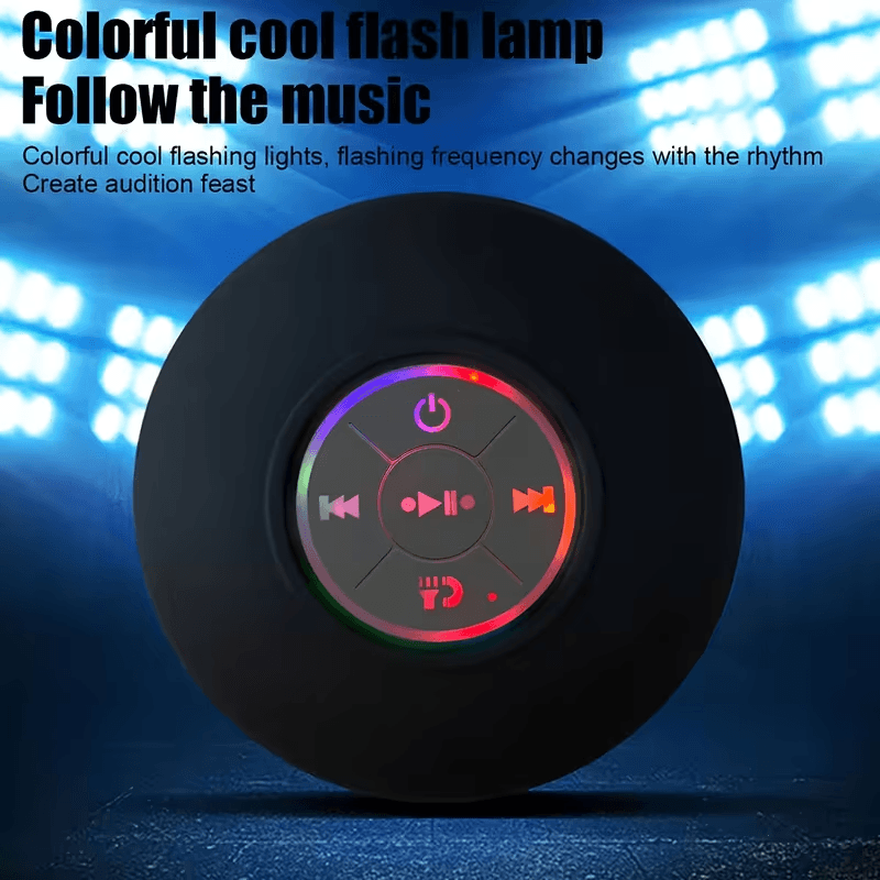 AquaSound Waterproof Bluetooth Shower Speaker with Suction Mount, Mic & Controls