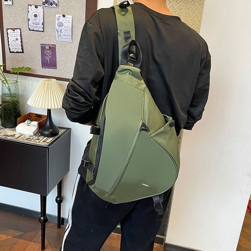 Large Capacity Sling Bag Mens Chest Bag Nylon Crossbody Travel Shoulder Student Backpack