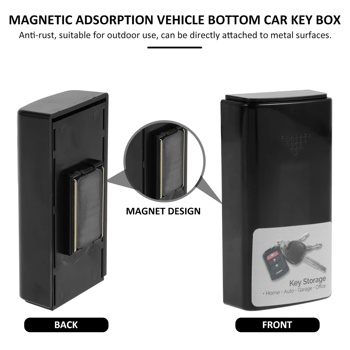 Waterproof Magnetic Key Box Under Car with Strong Magnet Hidden Key Holder