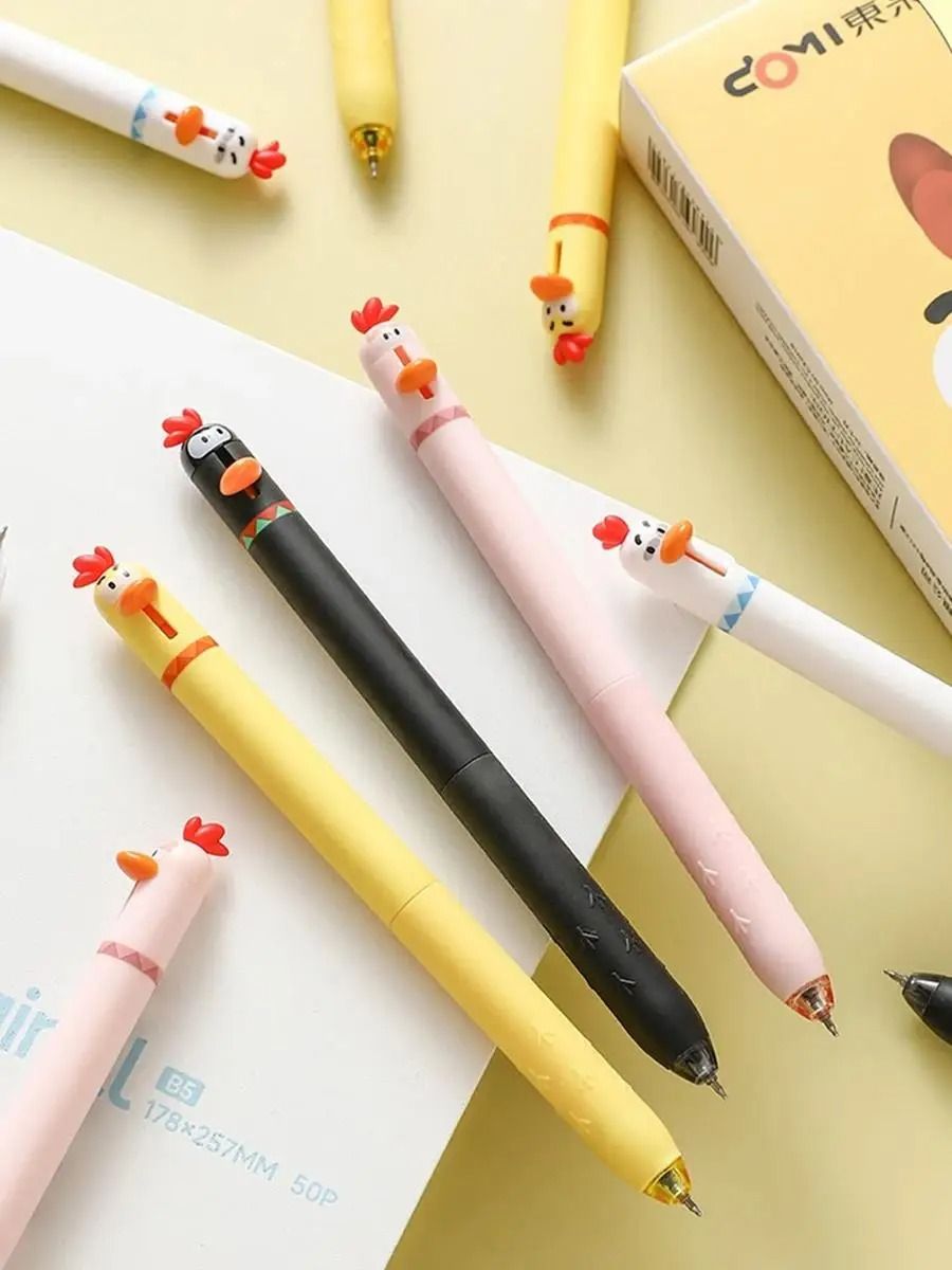 Funny Chicken Click Gel Pen – 0.5mm Fast-Drying Stress Relief Toy & Cute Korean Stationery for School