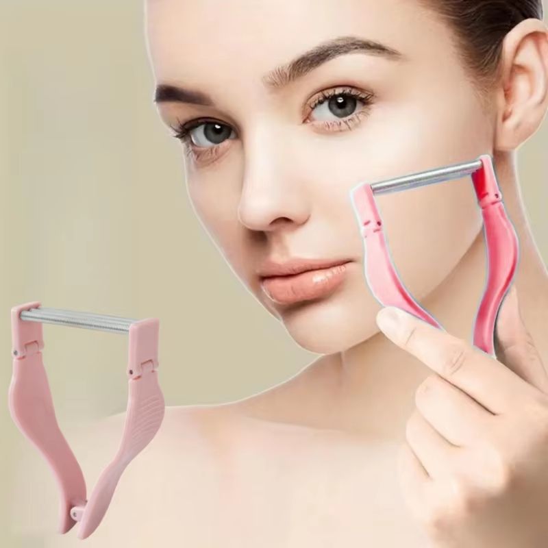 Pink Spring Facial Hair Remover 5.5in Stainless Steel Epilator for Face, Lip, Eyebrow & Mustache