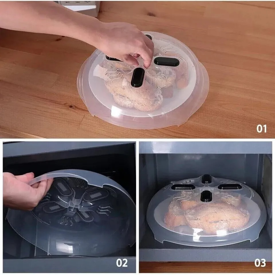 Hover Cover Magnetic Microwave Anti Splatter Cover Plate Guard Lid With Steam Vent