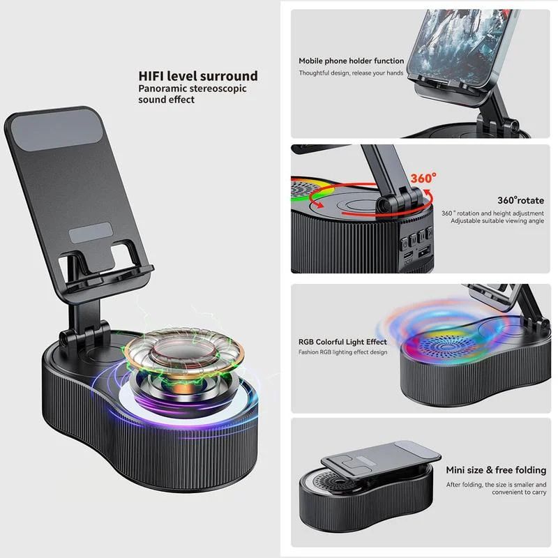 Ultimate All-in-One Bluetooth Speaker Phone & Tablet Stand with LED Light
