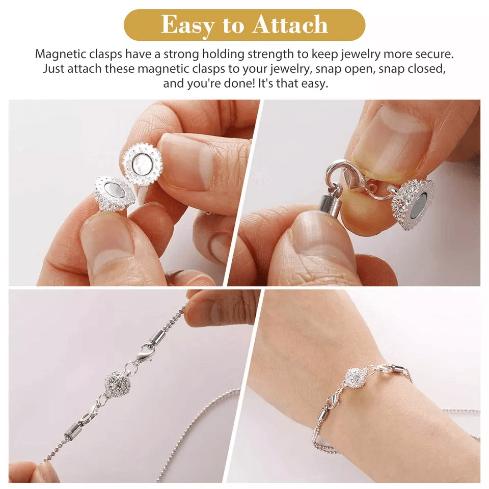 16Pcs Magnetic Lobster Clasp Claw Hook Set, Strong Snap Converter,Jewelry Necklace Making, Secure Magnetic Jewelry