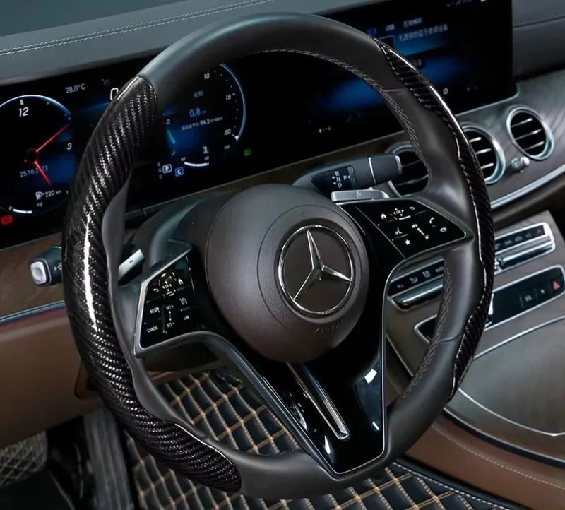 Microfiber Leather Steering Wheel Cover with Carbon Fiber Look