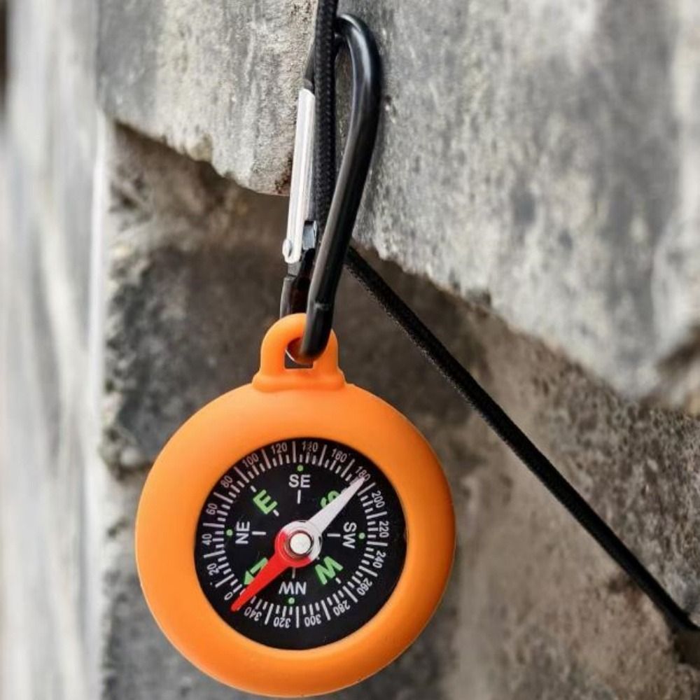 Compass Camping Keychain, Mini Outdoor Survival Carabiner, Hiking Backpack Buckle