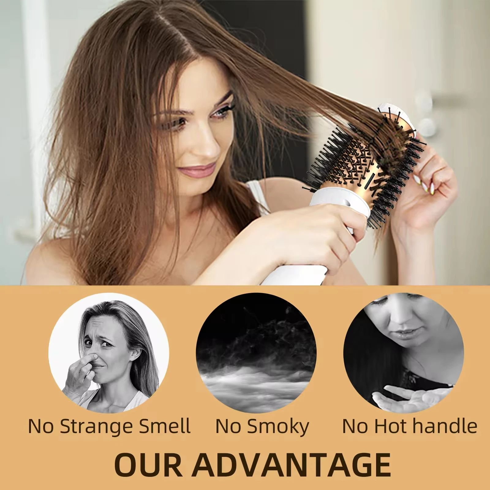 3-in-1 Hot Air Brush Ionic Hair Styler – Hair Dryer Brush for Straightening, Curling & Volume