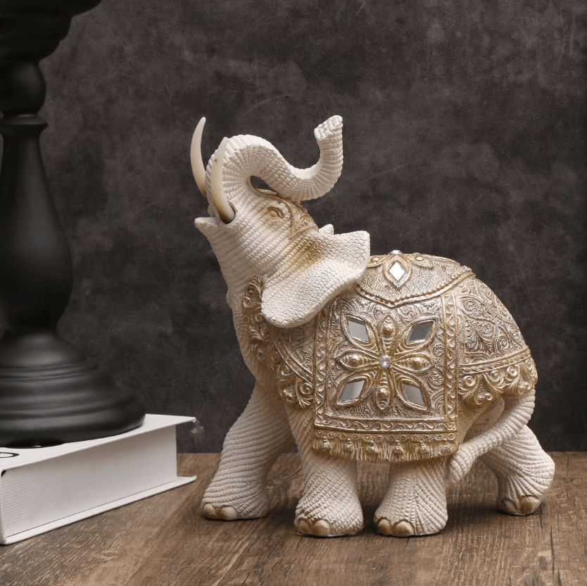 Lucky Elephant Feng Shui Statue – Wealth Attraction Resin Home & Office Decor