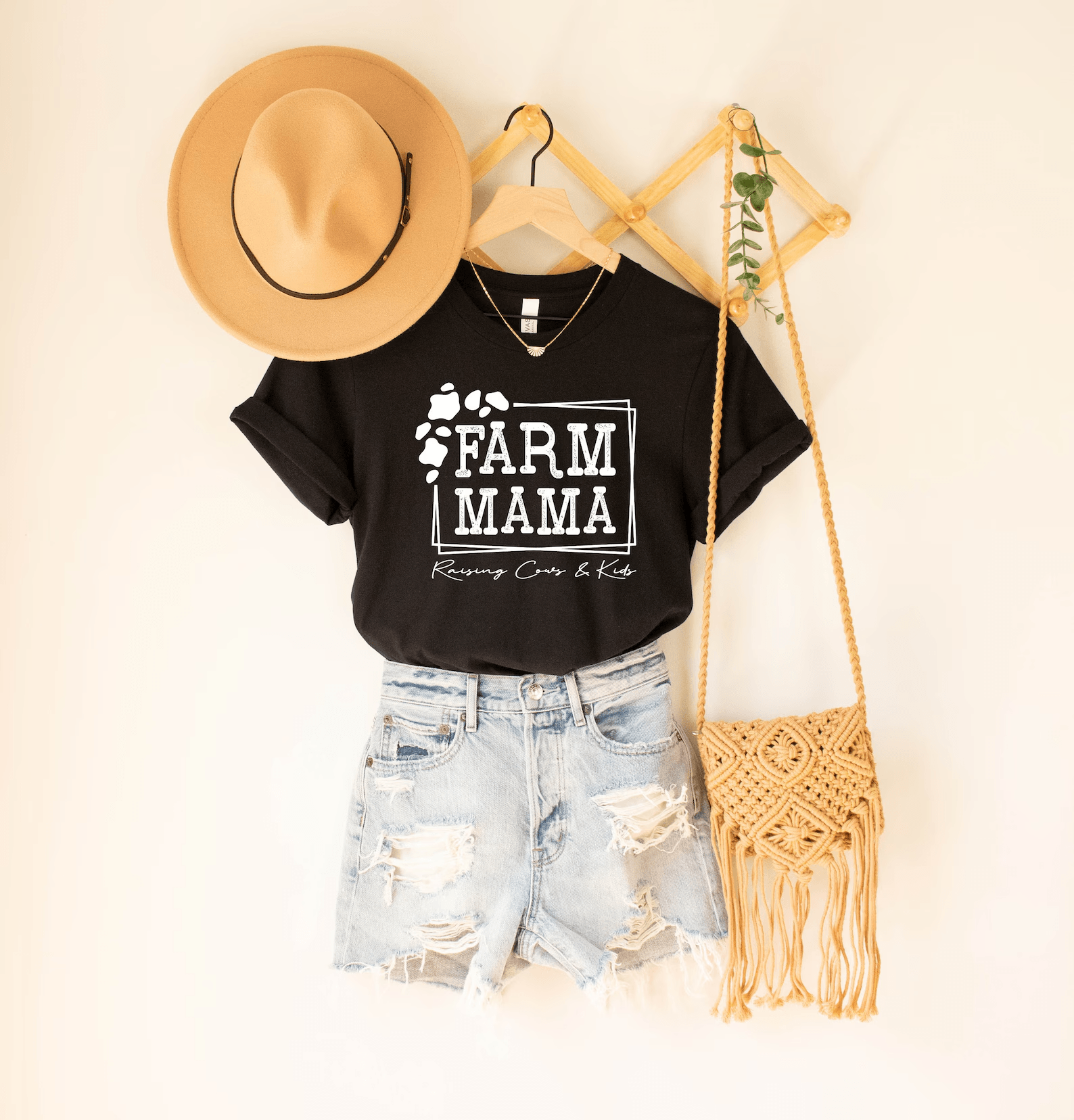 Farm Mama Raising Cows and Kids Shirt Cute Farm Life Tee Country Mom Gift