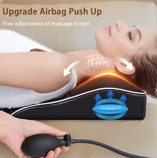 Electric Shiatsu Neck Back Massager Pillow Cervical Traction with Heat Vibration