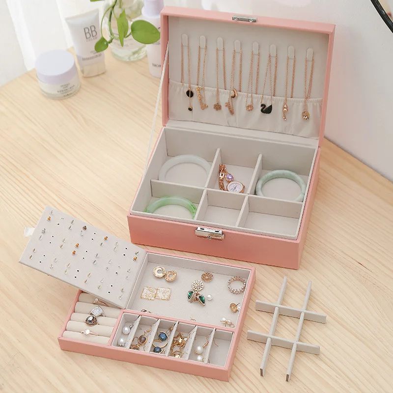 Double Layer Wooden Jewelry Box