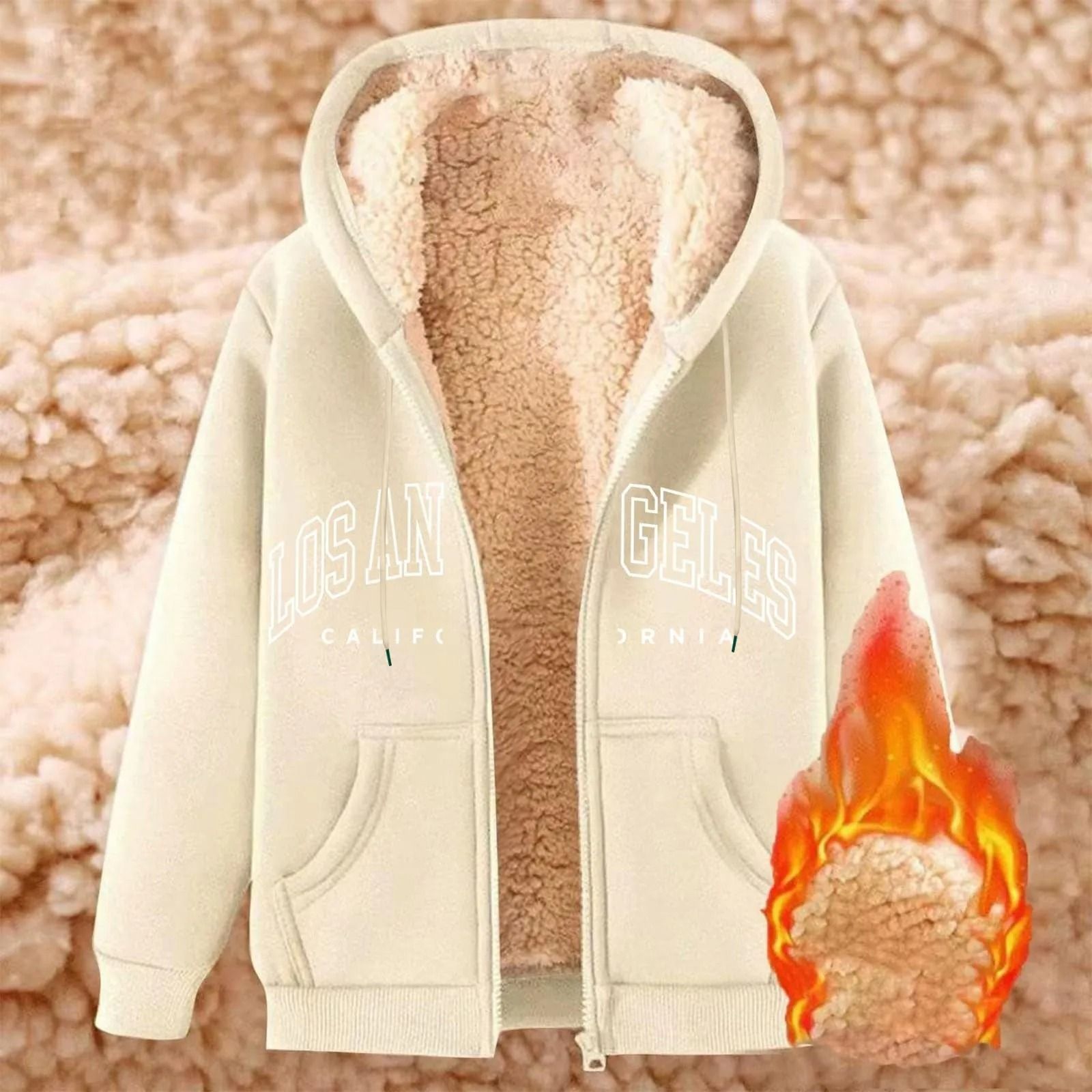 Womens Fleece Lined Zip Up Hoodie with Pockets
