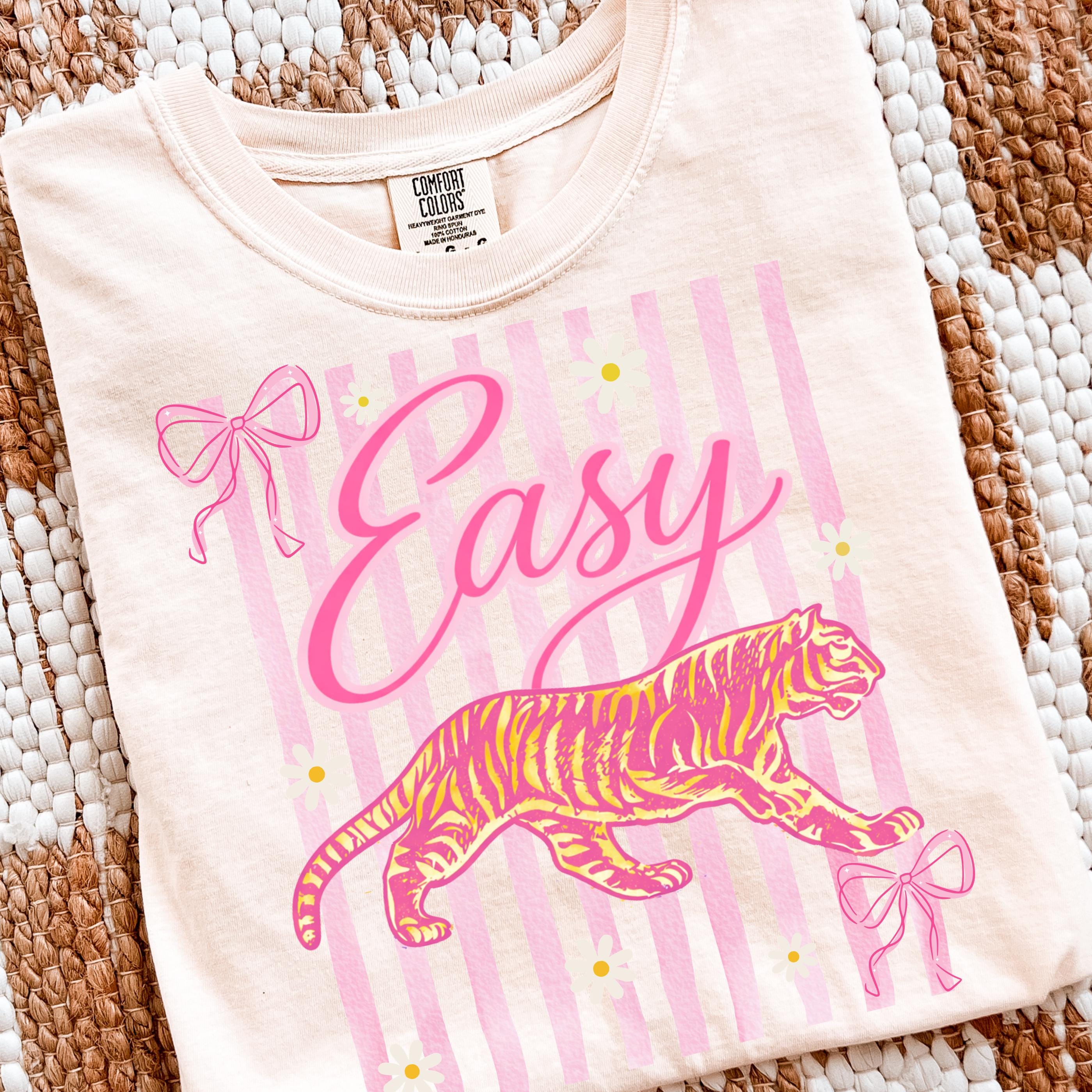 Easy Tiger T-Shirt – Preppy Coquette Striped Graphic Tee