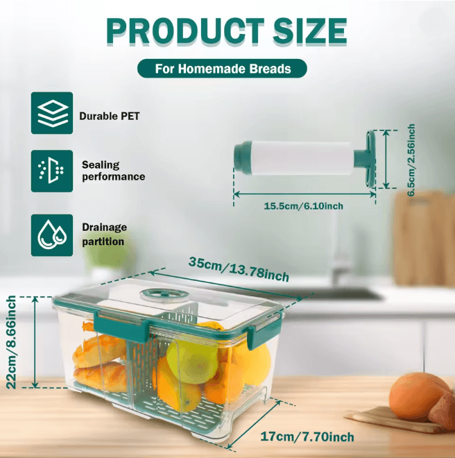 Airtight Bread Box with Vacuum Pump Freshness Keeper Container
